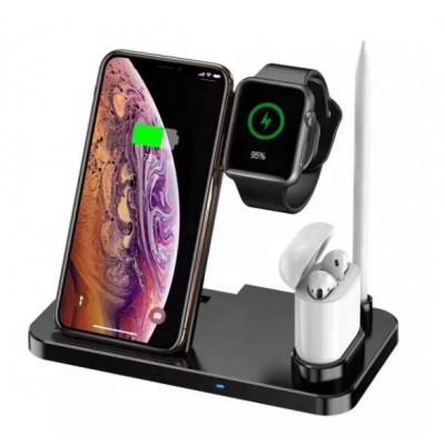 Wireless Charging Stand 4in1 Charger For Watch Iphone Airpods 4 in 1 QI wireless charger Pen Phone Holder w30