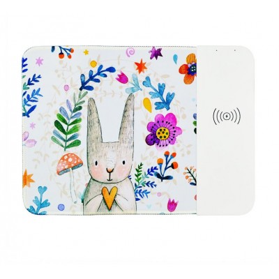 Japanese Style Monet Painting Mouse Pad Colorful Print Rabbit Cute Cartoon Mousepad Wireless Charging Qi Wireless Charger