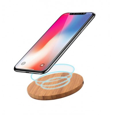 2020 Non Battery Bamboo desktop Qi Wireless Wood charger Heart design Charge Bamboo wireless Quick charging Pad